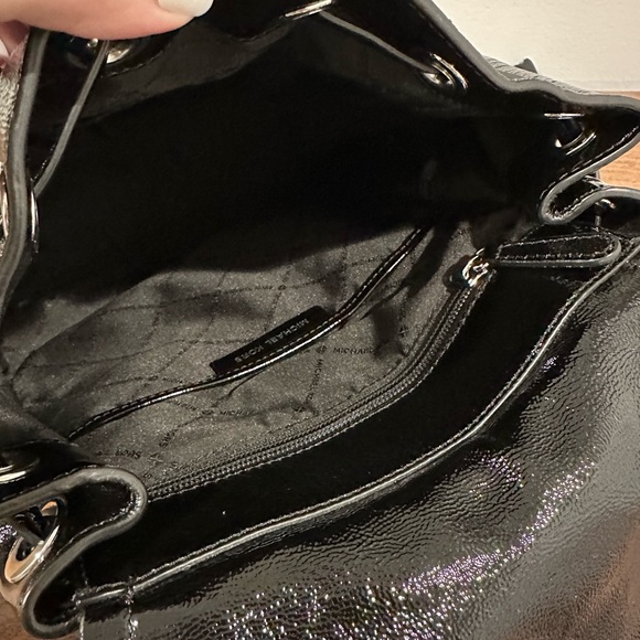 LIKE NEW Michael Kors Patent Leather Black Backpack - Worn Once- Great Condition - Picture 4 of 4